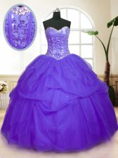 Admirable Sweetheart Sleeveless Tulle Quinceanera Dress Sequins and Pick Ups Lace Up