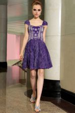 Adorable Lace Sleeveless Mini Length Homecoming Dress and Beading