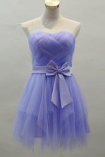  Knee Length Zipper Evening Dress Lavender for Prom with Sashes ribbons