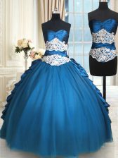 Graceful Floor Length Teal Sweet 16 Quinceanera Dress Sweetheart Sleeveless Lace Up