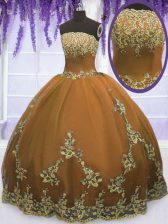 Clearance Tulle Sleeveless Floor Length Quinceanera Gown and Appliques