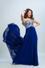 Glorious Sweetheart Sleeveless Brush Train Zipper Homecoming Dress Royal Blue Chiffon