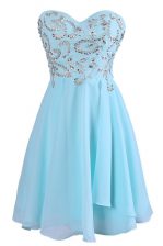  Blue Sleeveless Chiffon Criss Cross Dress for Prom for Prom and Party
