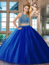 Luxurious Scoop Sleeveless Beading Backless Quinceanera Gown