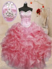  Sleeveless Beading Lace Up Quinceanera Gowns