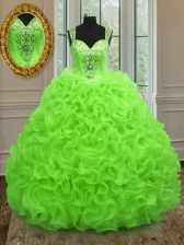 Fantastic Ball Gown Prom Dress Military Ball and Sweet 16 and Quinceanera with Beading and Ruffles Sweetheart Sleeveless Zipper