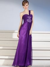 Charming One Shoulder Sleeveless Zipper Prom Dresses Purple Chiffon