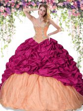  Taffeta Sweetheart Sleeveless Lace Up Beading and Pick Ups Sweet 16 Quinceanera Dress in Multi-color