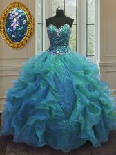  Floor Length Blue Quinceanera Dresses Sweetheart Sleeveless Lace Up