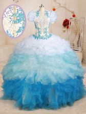 Discount Multi-color Sweetheart Neckline Beading and Appliques and Ruffles Quinceanera Dresses Sleeveless Lace Up