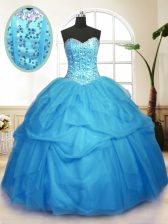  Sequins and Pick Ups Sweet 16 Quinceanera Dress Baby Blue Lace Up Sleeveless Floor Length