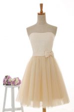  Lace Prom Dresses Champagne Zipper Sleeveless Knee Length