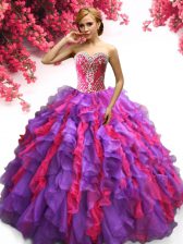 Best Selling Multi-color Sweetheart Neckline Ruffles Quince Ball Gowns Sleeveless Lace Up