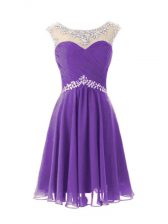 Cheap Chiffon Cap Sleeves Knee Length Prom Gown and Beading