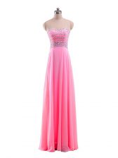  Empire Prom Evening Gown Rose Pink Strapless Chiffon Sleeveless Floor Length Zipper