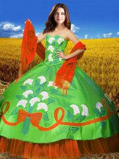 Stylish Multi-color Taffeta Lace Up Sweetheart Sleeveless Floor Length Sweet 16 Dresses Embroidery
