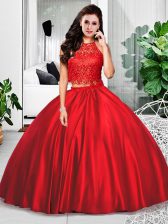 Popular Sleeveless Zipper Floor Length Lace and Ruching Sweet 16 Dresses
