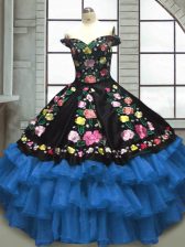  Organza and Taffeta Sleeveless Floor Length Sweet 16 Dresses and Embroidery and Ruffled Layers