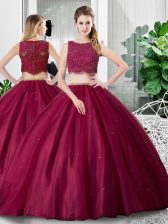 Beautiful Fuchsia Sleeveless Tulle Zipper Quinceanera Gowns for Military Ball and Sweet 16 and Quinceanera