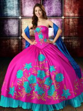 Affordable Sleeveless Embroidery Lace Up Quinceanera Dress