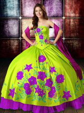 Best Ball Gowns Quinceanera Gowns Multi-color Strapless Satin Sleeveless Floor Length Lace Up