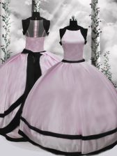 Fabulous Pink Ball Gowns Taffeta Scoop Sleeveless Ruching Floor Length Zipper Quinceanera Gowns