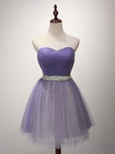 Suitable Mini Length Lavender Quinceanera Dama Dress Sweetheart Sleeveless Lace Up