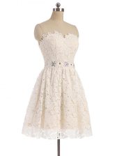  A-line Prom Dress Champagne Sweetheart Tulle Sleeveless Mini Length Zipper
