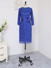 Graceful Scoop Long Sleeves Zipper Prom Evening Gown Royal Blue Lace