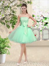 High End Off The Shoulder Sleeveless Lace Up Court Dresses for Sweet 16 Apple Green Organza