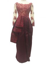  Floor Length Column/Sheath Long Sleeves Burgundy Prom Dress Zipper