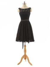 Mini Length Black Dama Dress Bateau Sleeveless Zipper
