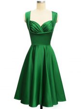 High Class Dark Green Damas Dress Prom and Party and Wedding Party with Ruching Straps Sleeveless Lace Up