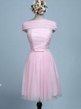 Charming Belt Vestidos de Damas Baby Pink Side Zipper Sleeveless Mini Length