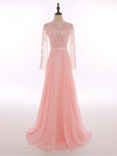 Flirting Sleeveless Zipper Floor Length Lace and Appliques Prom Evening Gown