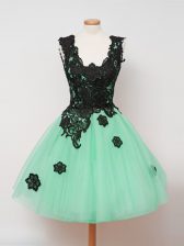 Top Selling Turquoise Straps Zipper Lace Quinceanera Court of Honor Dress Sleeveless