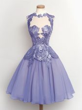  High-neck Sleeveless Chiffon Quinceanera Court of Honor Dress Lace Lace Up