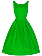 Discount A-line Dama Dress for Quinceanera Green Scoop Taffeta Sleeveless Knee Length Lace Up