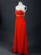 Coral Red Strapless Backless Beading Prom Evening Gown Sleeveless