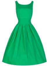 Custom Designed Ruching Dama Dress for Quinceanera Green Lace Up Sleeveless Knee Length