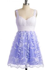 Custom Fit Straps Sleeveless Quinceanera Dama Dress Knee Length Lace Lavender Lace