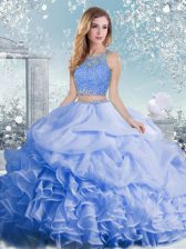  Floor Length Ball Gowns Sleeveless Baby Blue Quinceanera Dress Clasp Handle