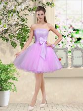 Gorgeous Off The Shoulder Sleeveless Lace Up Quinceanera Court Dresses Lilac Organza