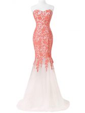  Floor Length Lace Up White for Prom and Party and Military Ball with Lace and Appliques