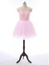  Tulle Sleeveless Mini Length Dress for Prom and Lace and Appliques