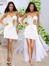 Discount White Sleeveless Elastic Woven Satin Zipper Homecoming Dress for Prom and Party