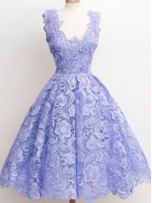  Straps Sleeveless Zipper Court Dresses for Sweet 16 Lavender Lace