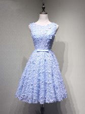  Mini Length Lavender Dress for Prom Tulle Sleeveless Belt