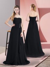  Floor Length Empire Sleeveless Black Prom Evening Gown Lace Up