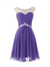  Lavender Scoop Zipper Beading Prom Evening Gown Cap Sleeves